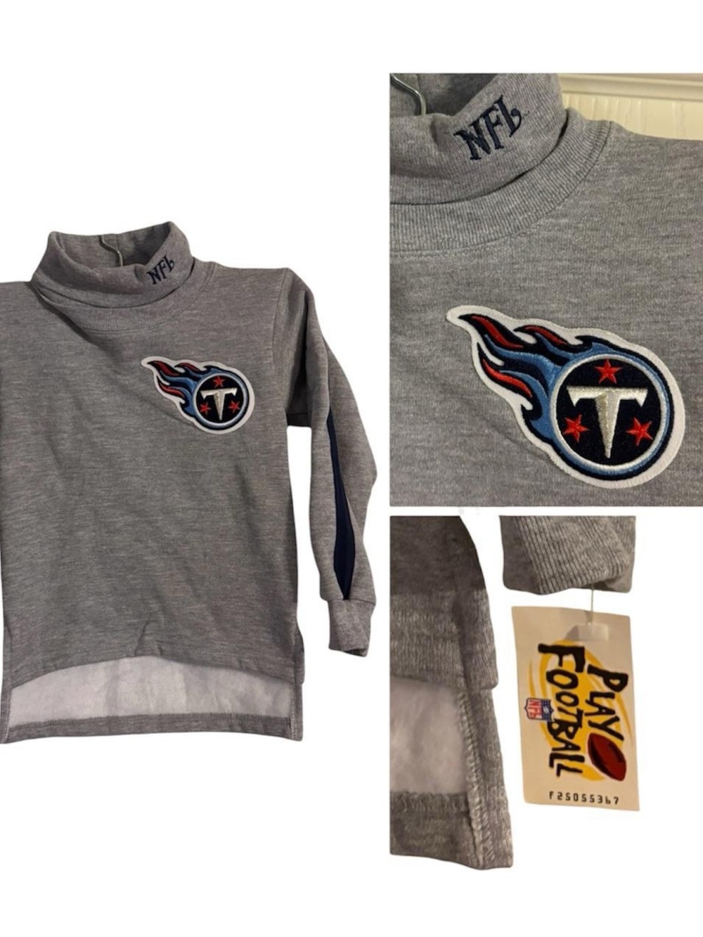 NFL Tennessee Titans Kids Gray Turtleneck Sweatshirt 💙